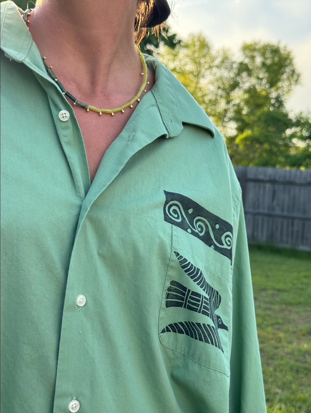 The Egyptian Series: Green Button Down