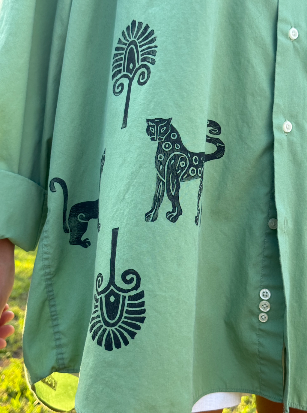 The Egyptian Series: Green Button Down