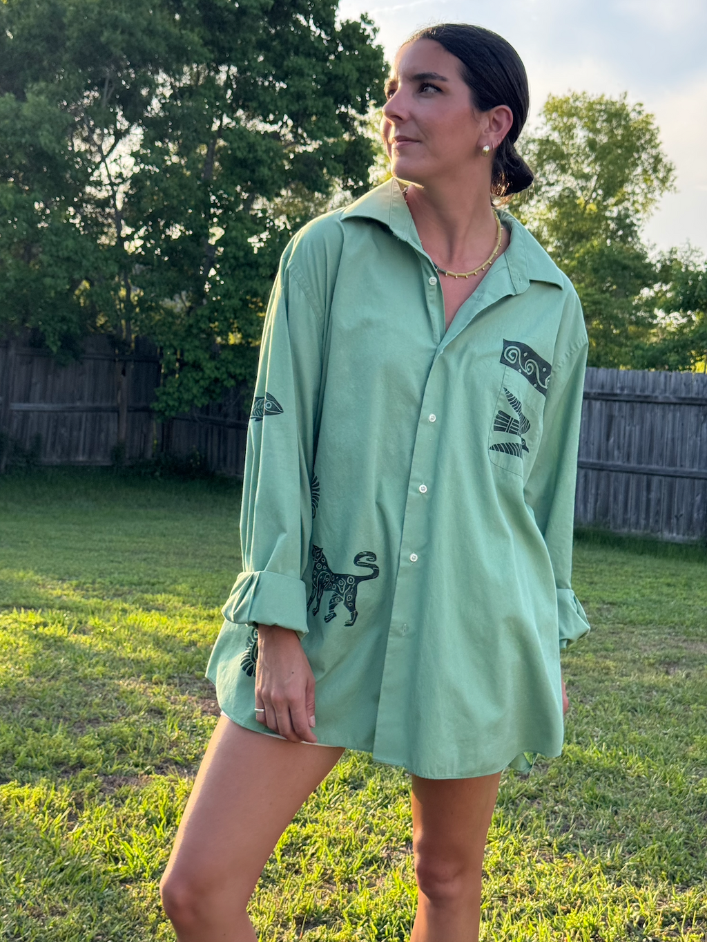 The Egyptian Series: Green Button Down