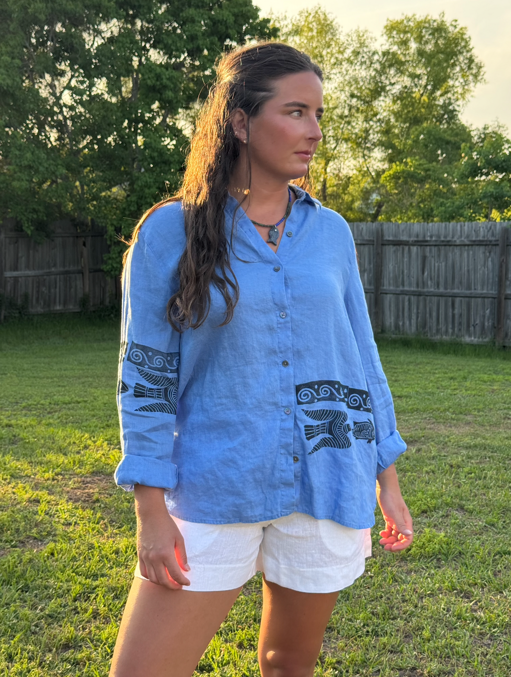 The Egyptian Series: Blue Linen Button Down