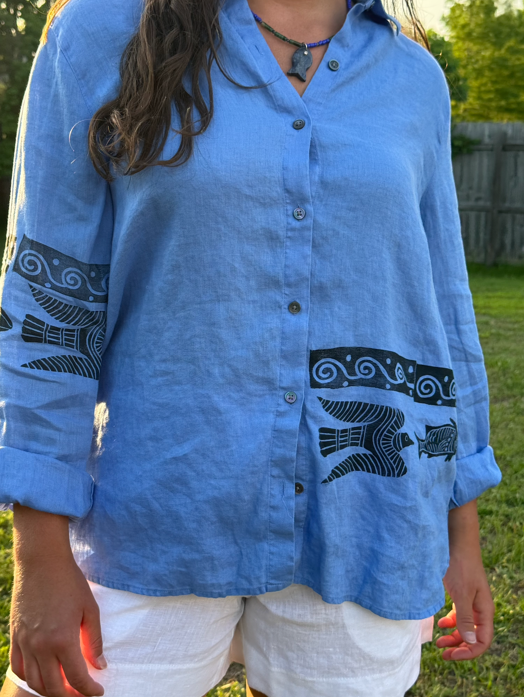 The Egyptian Series: Blue Linen Button Down