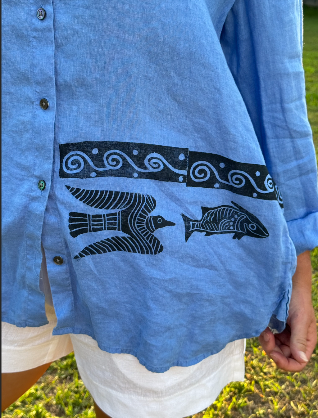 The Egyptian Series: Blue Linen Button Down