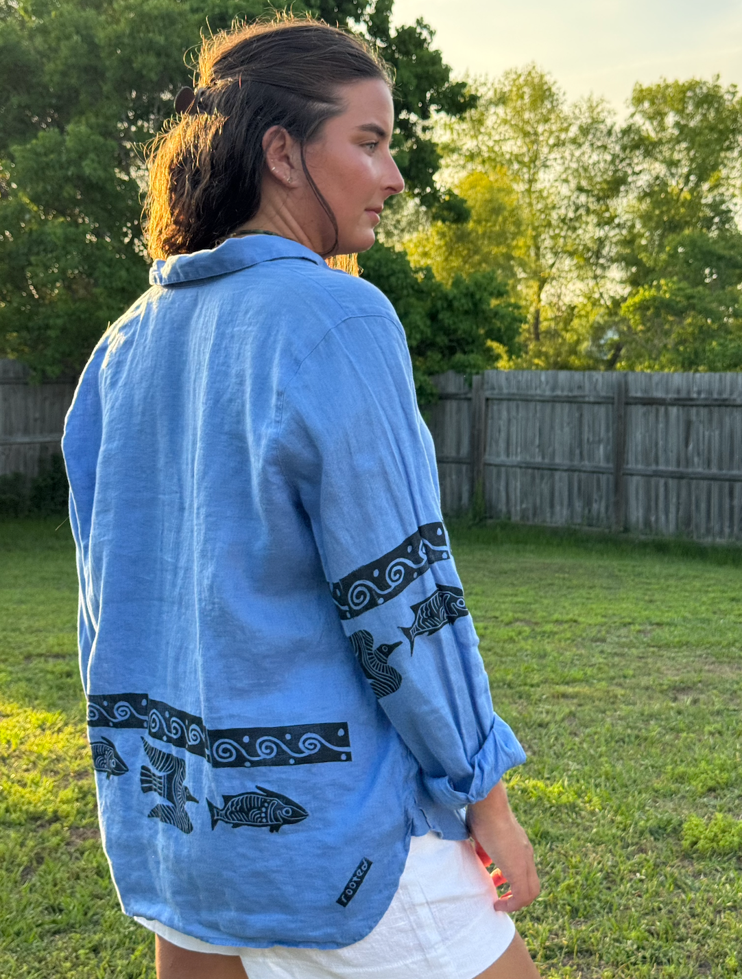 The Egyptian Series: Blue Linen Button Down
