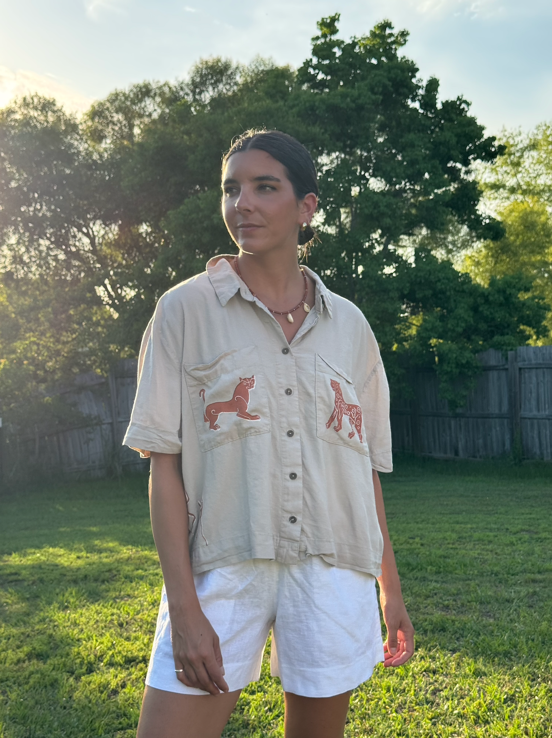 The Egyptian Series: Tan Short Sleeve Button Down