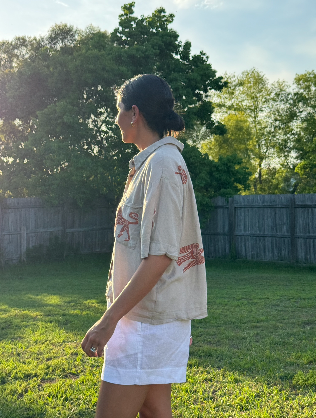 The Egyptian Series: Tan Short Sleeve Button Down