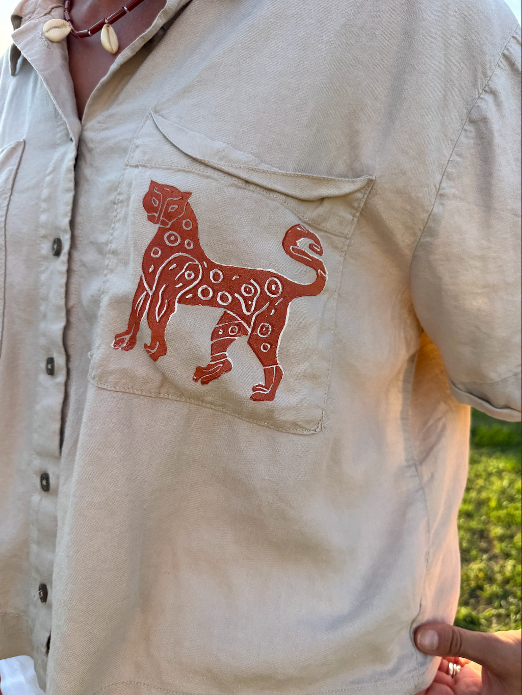 The Egyptian Series: Tan Short Sleeve Button Down