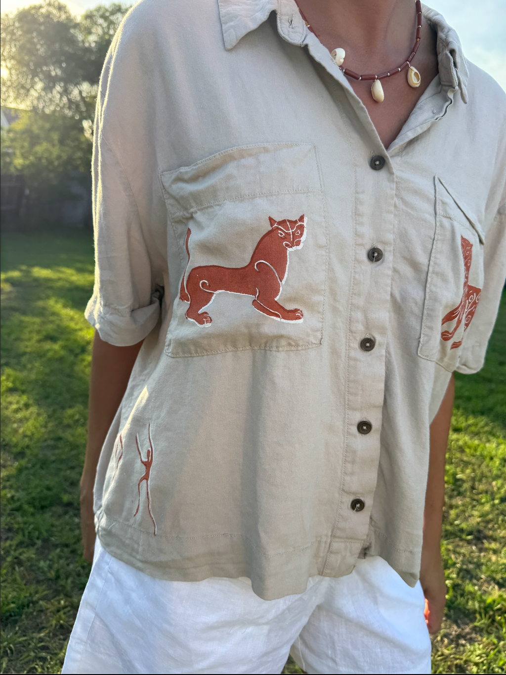 The Egyptian Series: Tan Short Sleeve Button Down