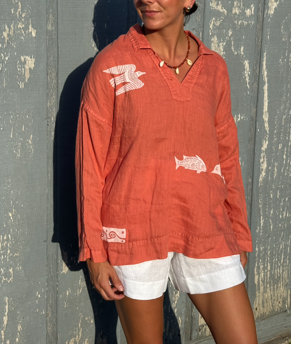 The Egyptian Series: Terracotta Linen Tunic